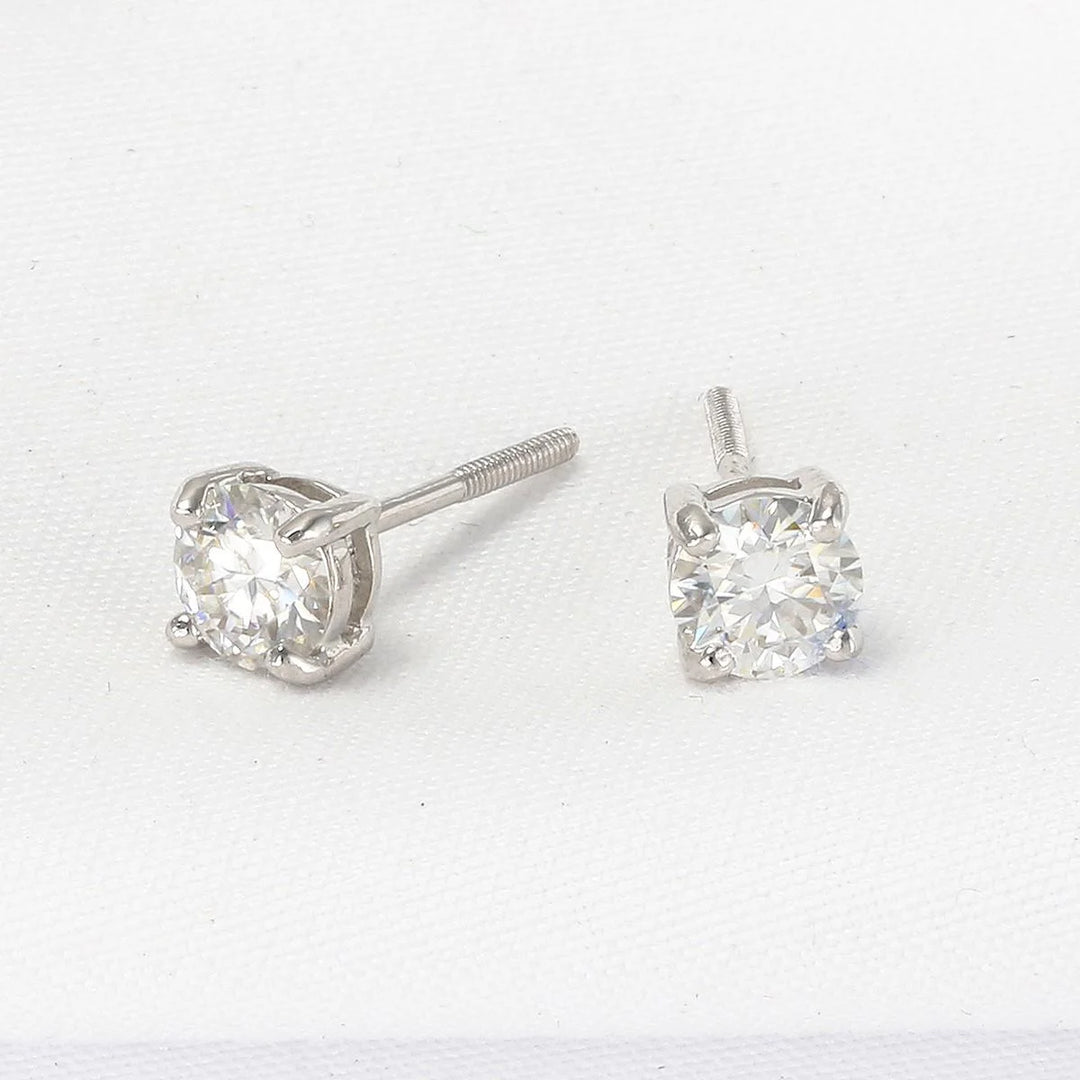 4 mm Moissanite Silver Stud Earrings