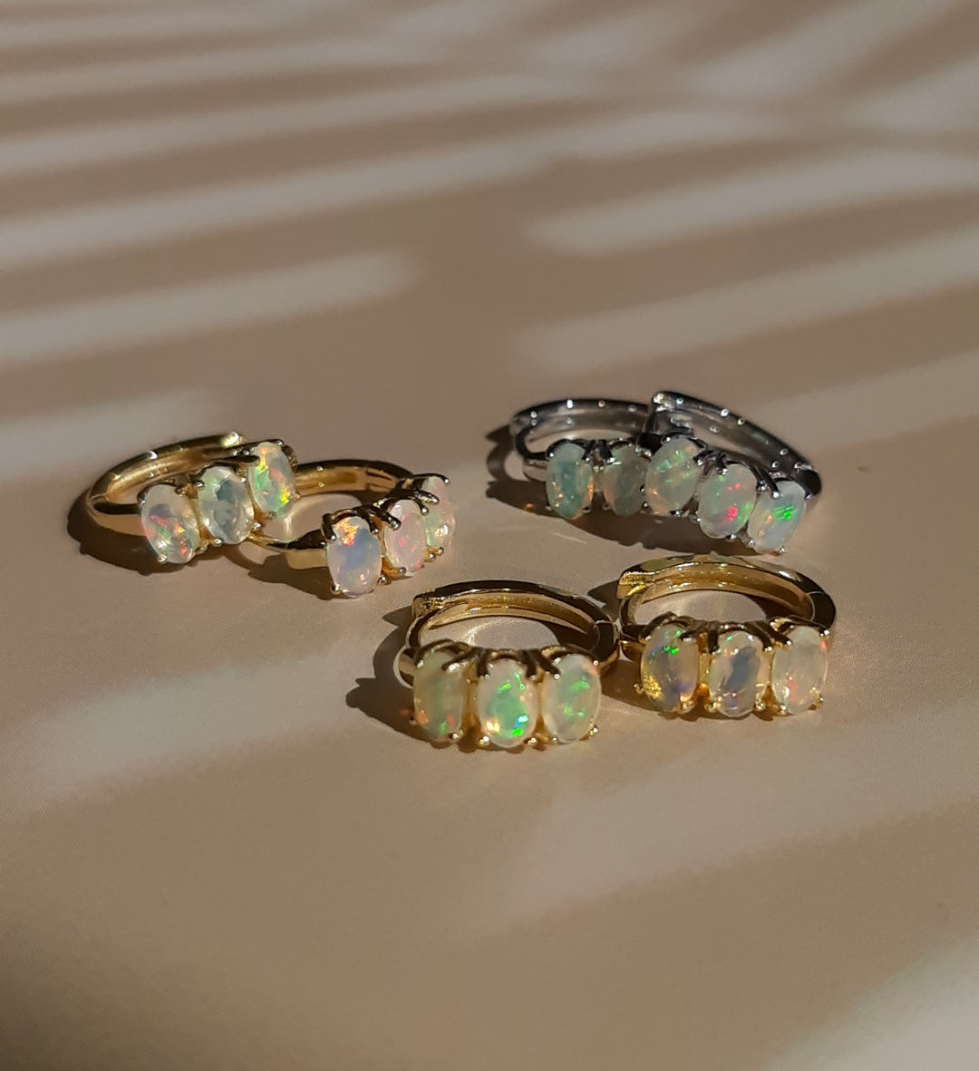 ethiopian opal sterling silver huggie hoop earrings dainty gemstone