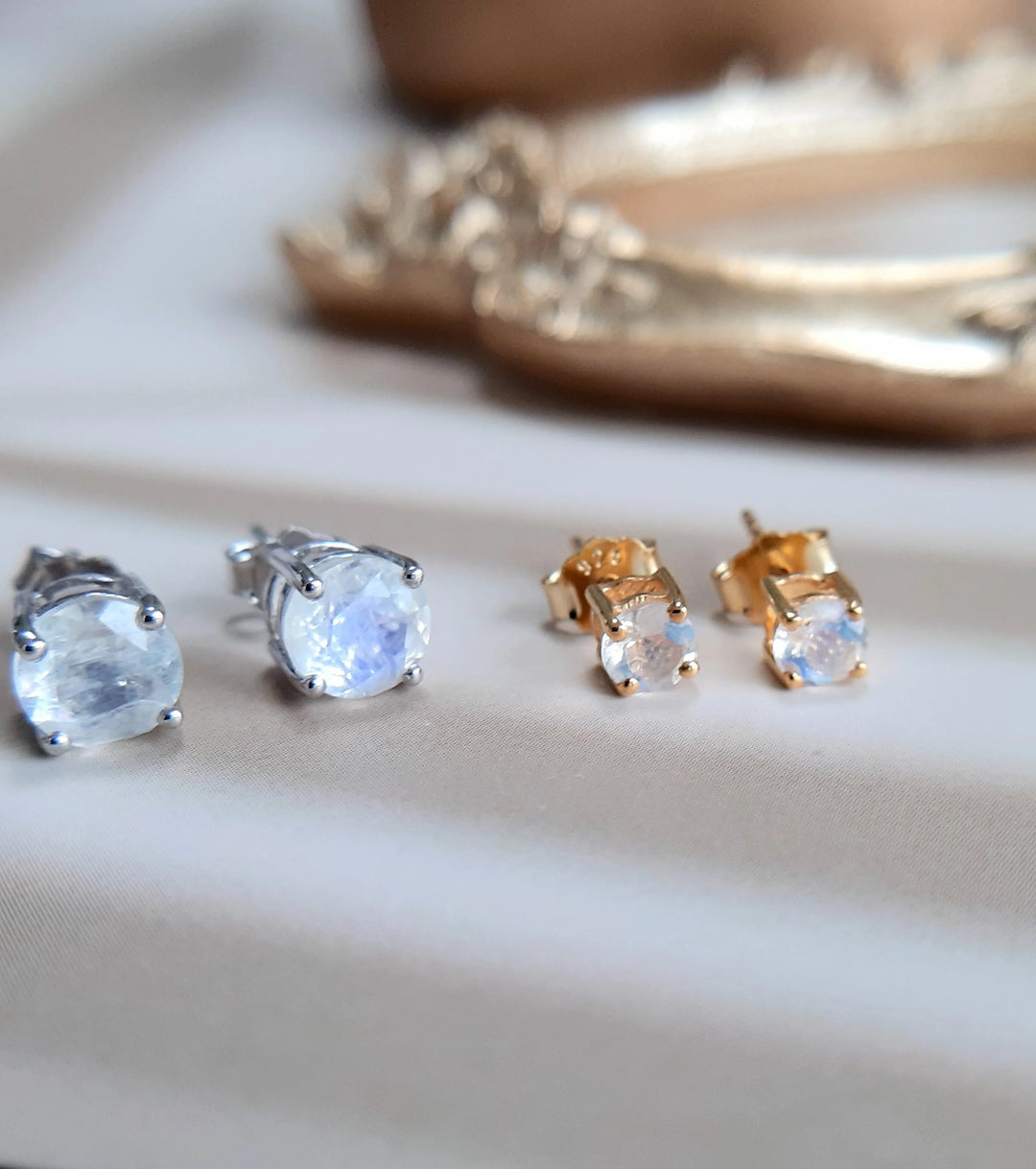 Moonstone Silver Stud Earrings