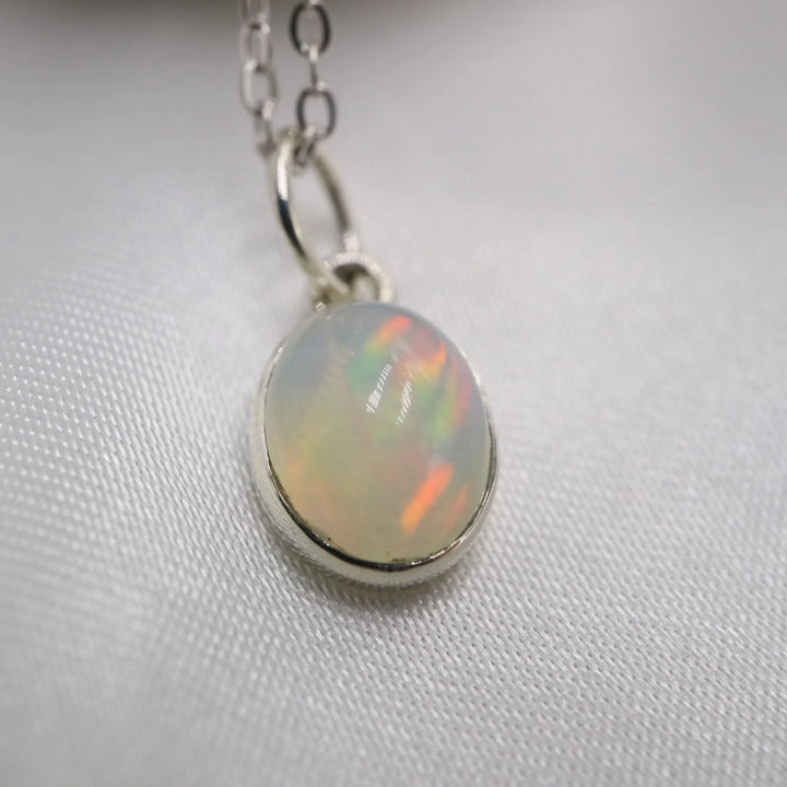 9 mm Ethiopian Opal Silver Necklace