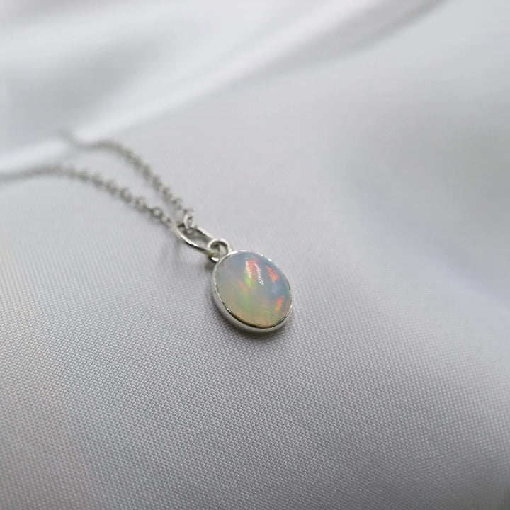9 mm Ethiopian Opal Silver Necklace