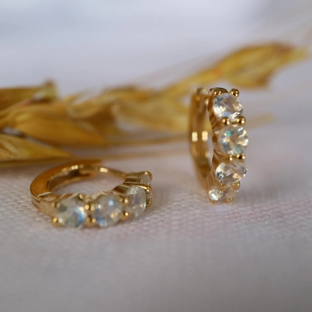 Moonstone Gold Hoop Earrings