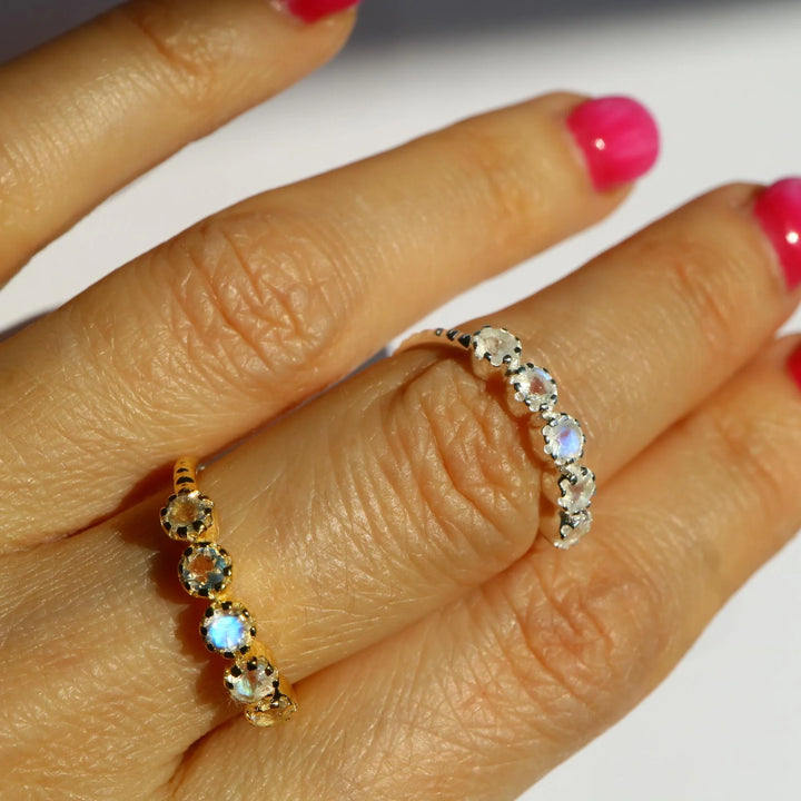 Moonstone Stackable Silver  dainty layered Ring