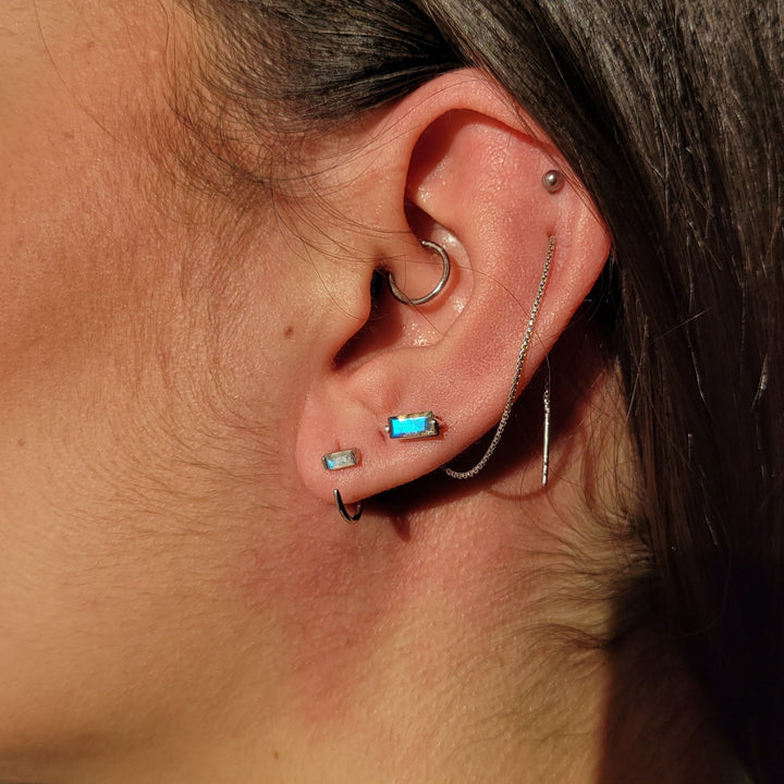 natural labradorite sterling silver chain threader earrings