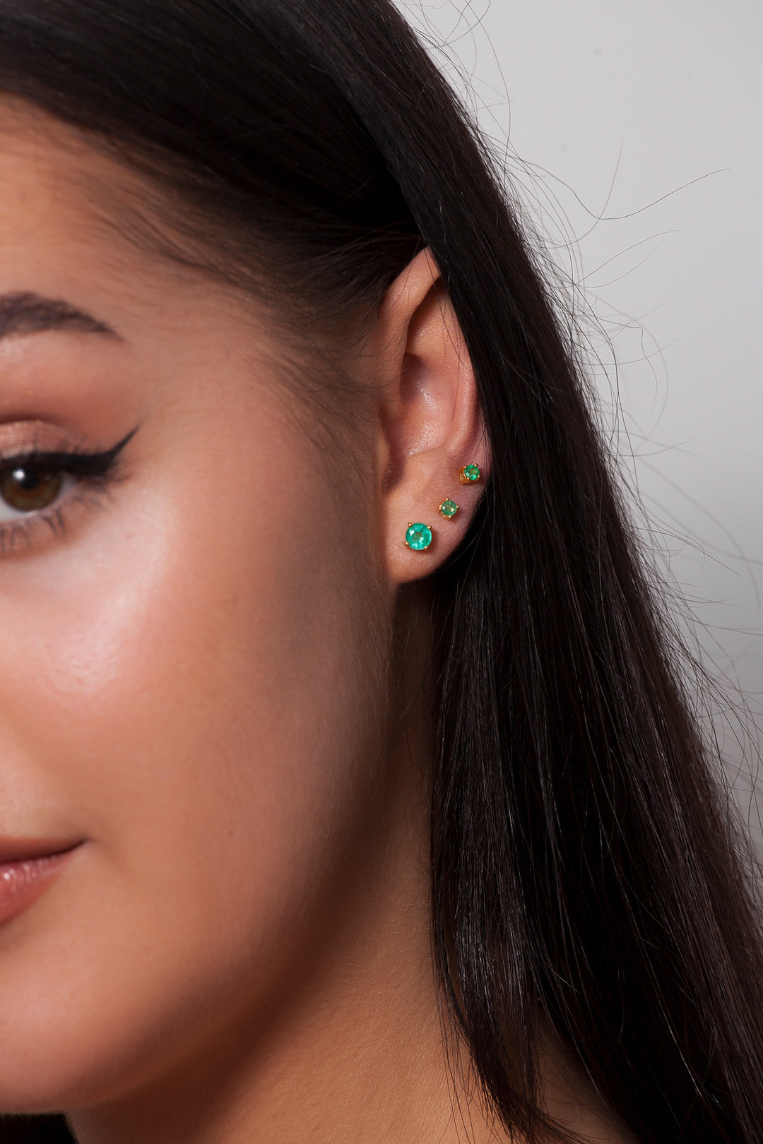 3 mm Zambian Emerald Gold Earrings