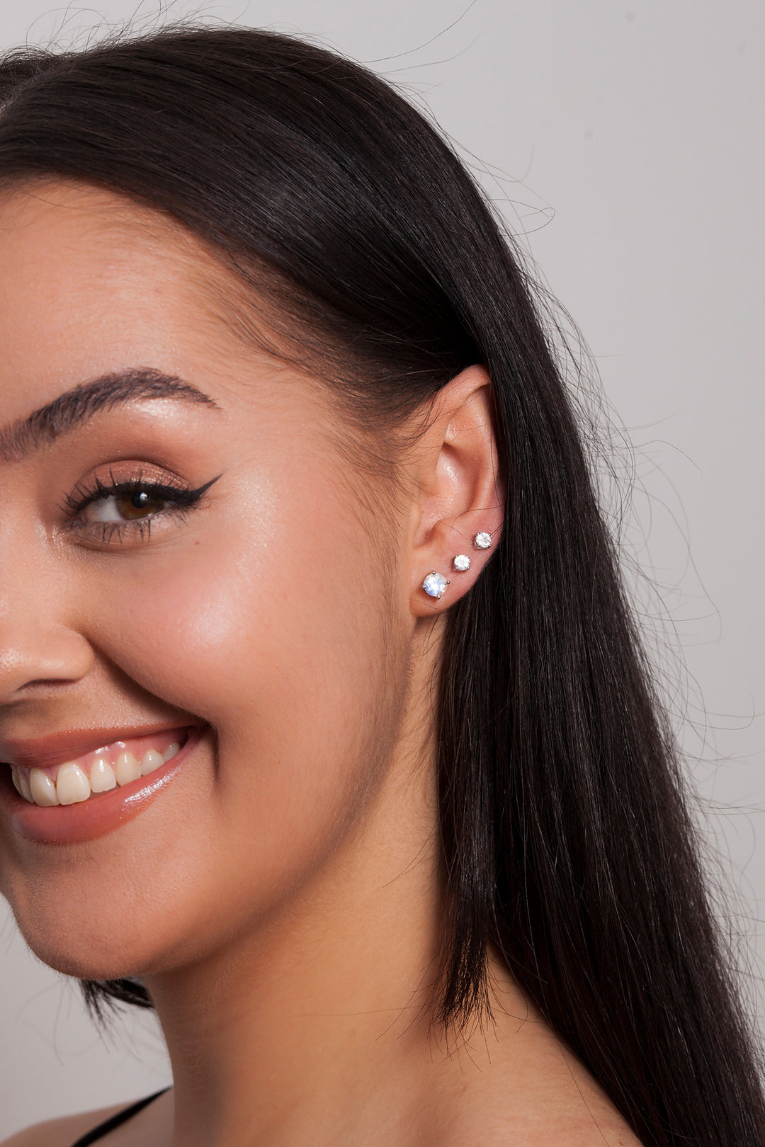 Moonstone Gold Stud Earrings