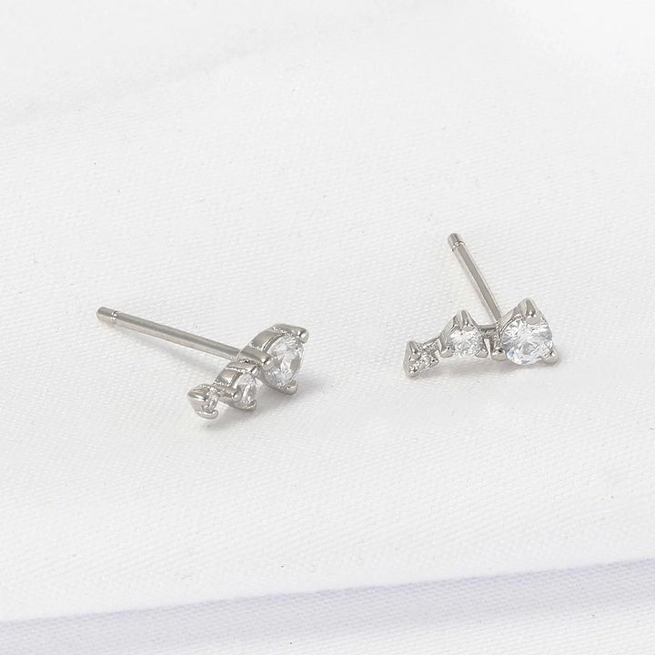 Gradient CZ Silver Climber crawler tiny stud Earrings