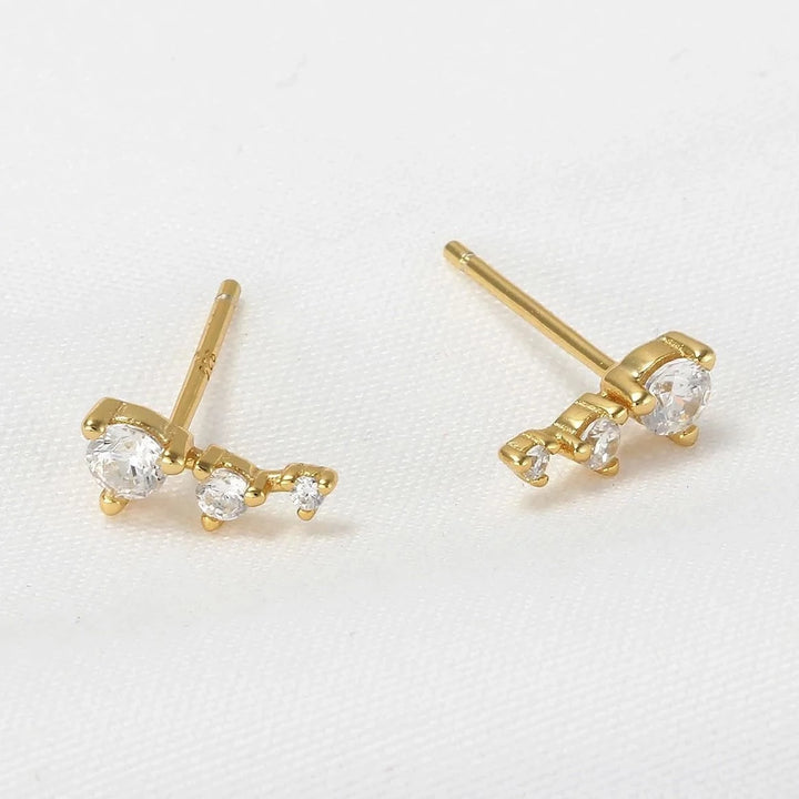 Gradient trio CZ Gold Climber crawler stud  Earrings