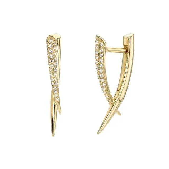 Spike triangle Pave Gold Hoop huggies  Stud Earrings