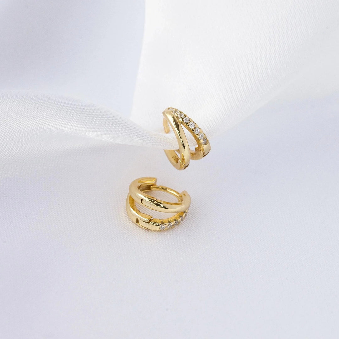 Dainty Double Gold Huggie Earrings