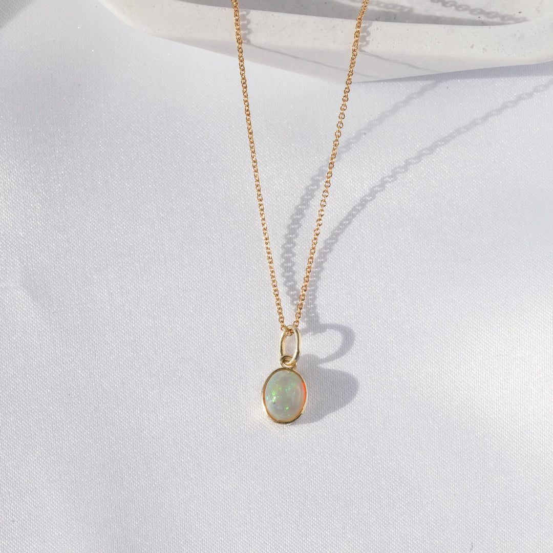 8 mm Ethiopian Opal Gold Necklace