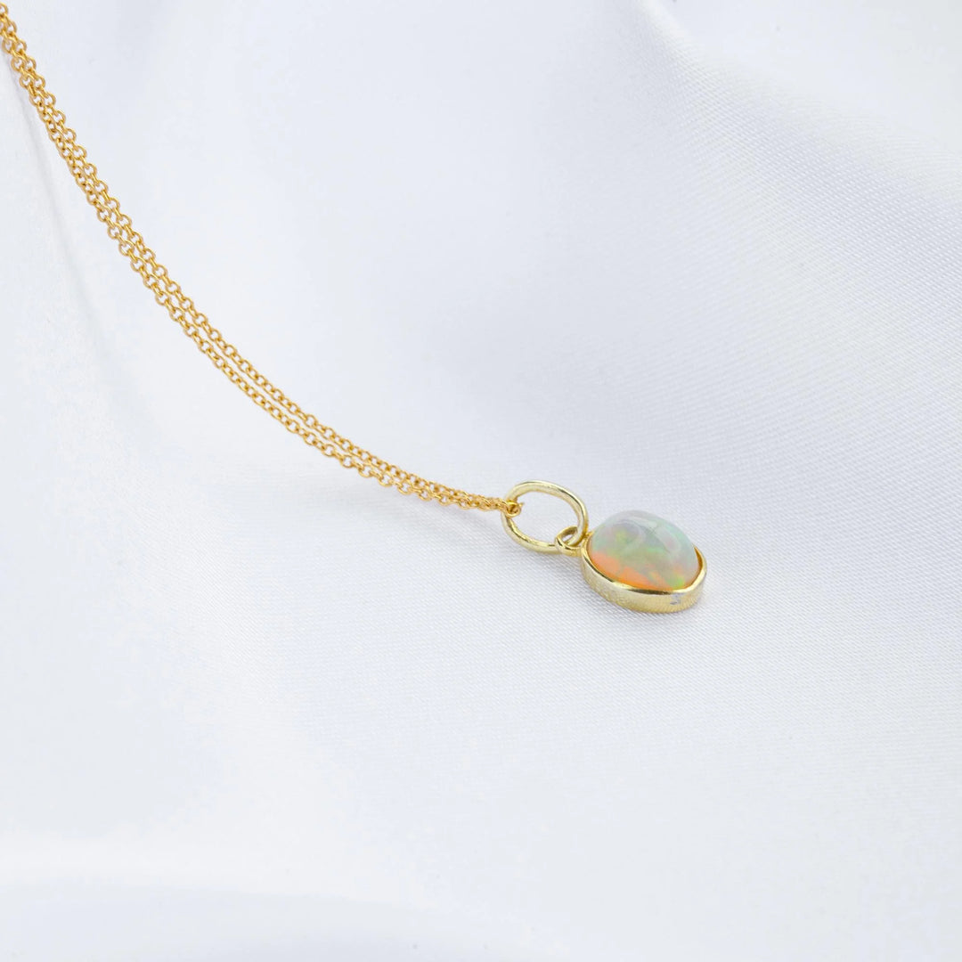 8 mm Ethiopian Opal Gold Necklace