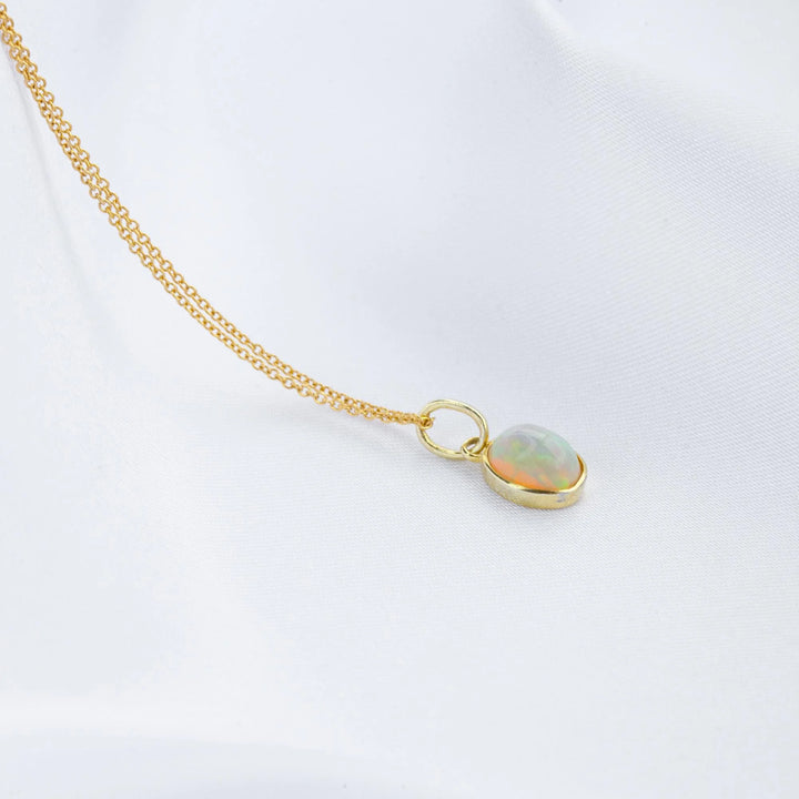 8 mm Ethiopian Opal Gold Necklace