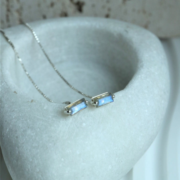 Labradorite Chain Threader Silver  Earrings, cartilage helix piercing for second piercing
