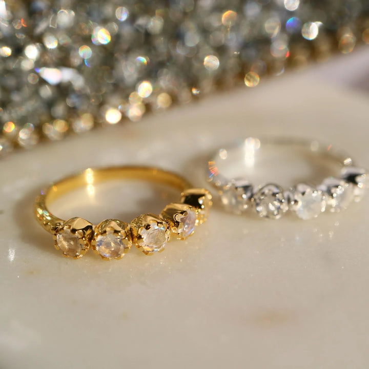 Moonstone Stackable Silver  dainty layered Ring
