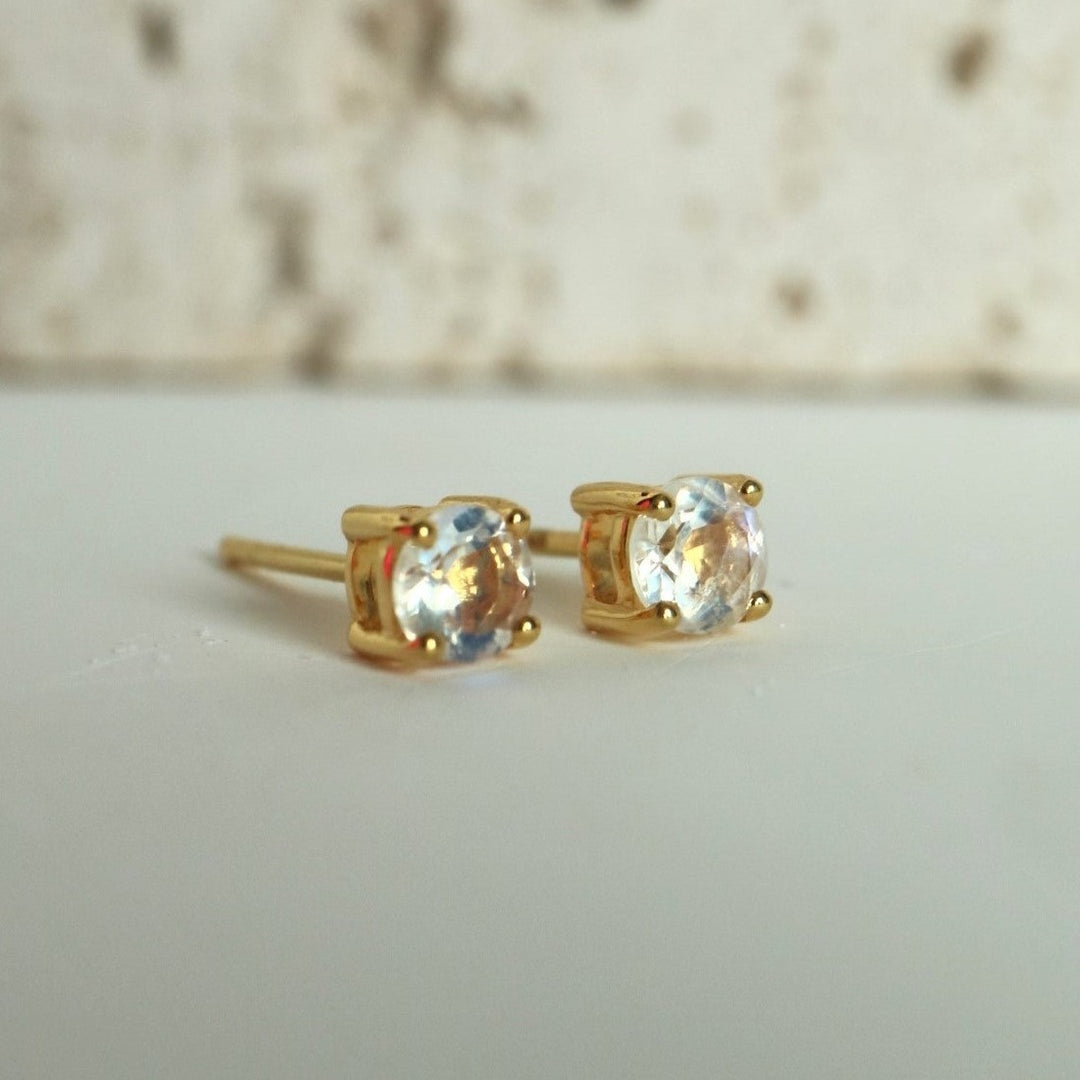 4 mm Moonstone Gold Stud Earrings