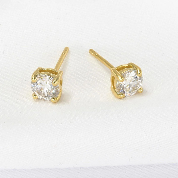 4 mm Moissanite Gold Stud Earrings