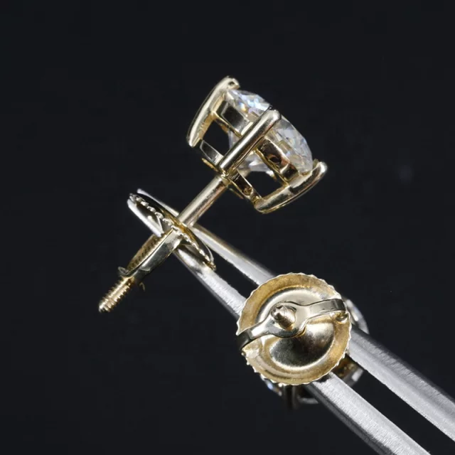 6 mm Moissanite Gold Stud Earrings