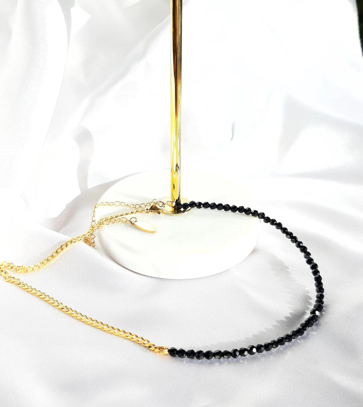 Black Spinel Gold Chain Necklace