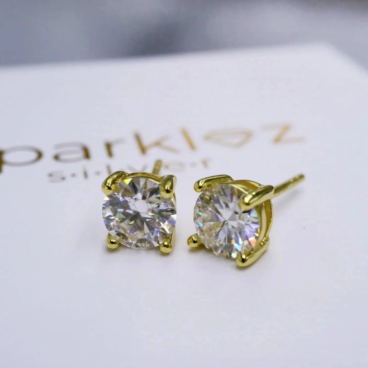 6 mm Moissanite Gold Stud Earrings