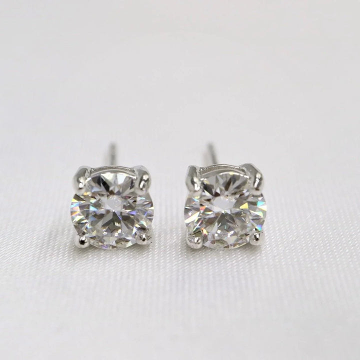 6 mm Moissanite Silver Stud Earrings