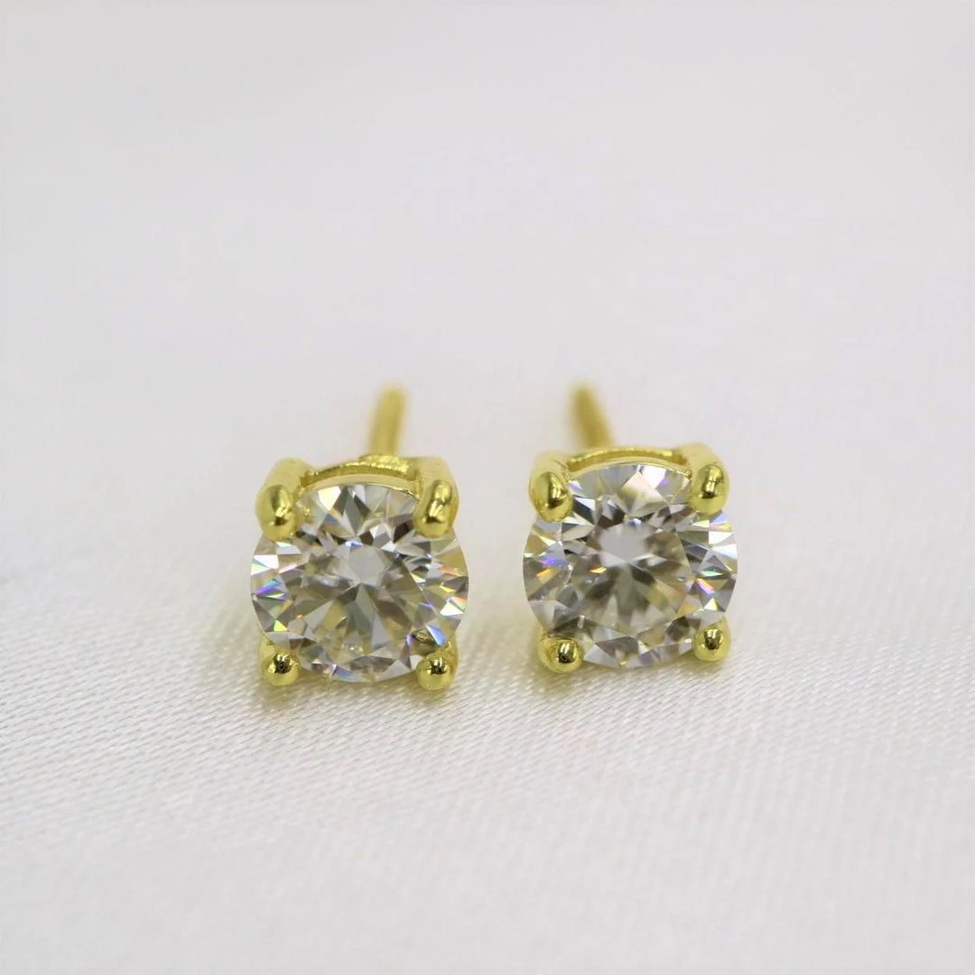 6 mm Moissanite Gold Stud Earrings