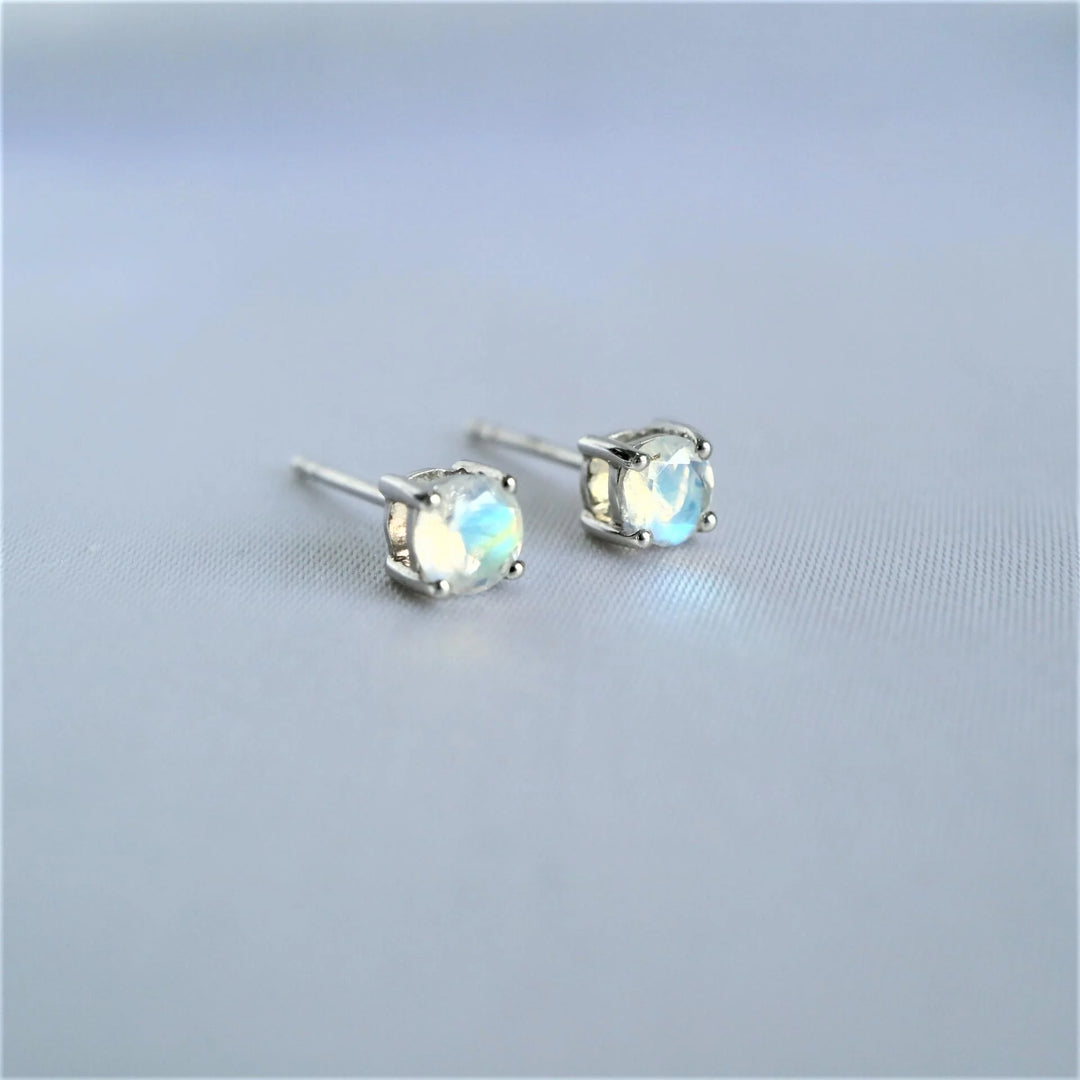 4 mm Moonstone Silver Stud Earrings