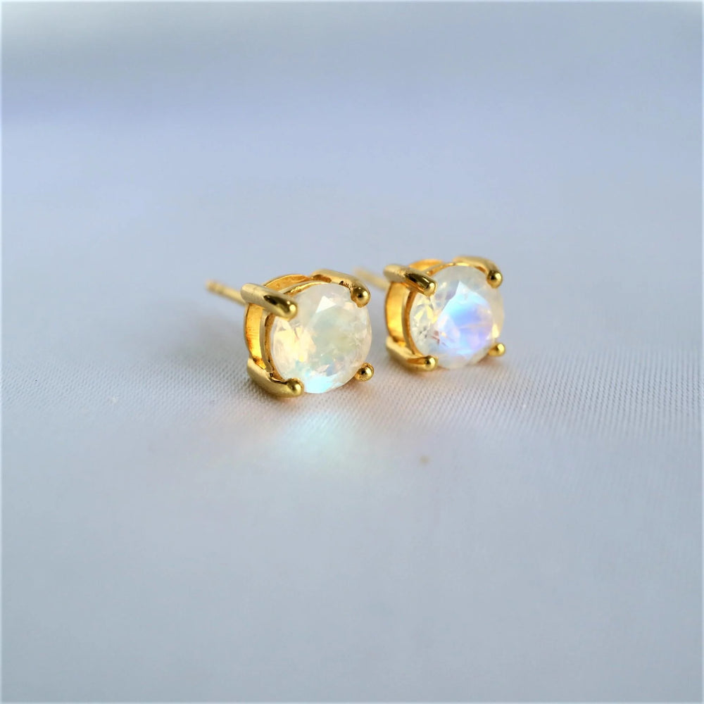 6 mm Moonstone Gold Stud Earrings