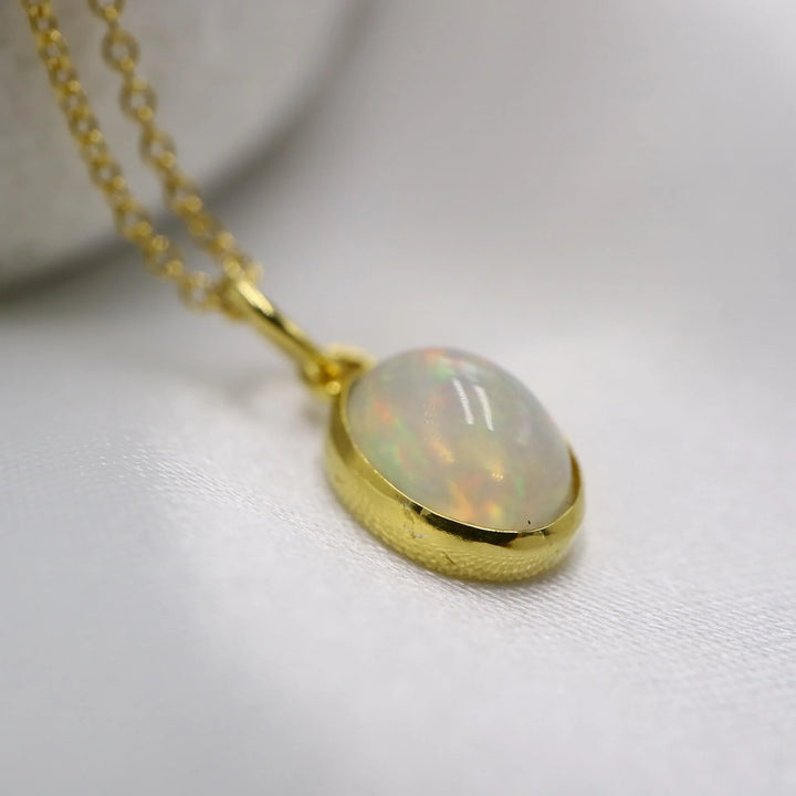 9 mm Ethiopian Opal Gold chain pendant Necklace