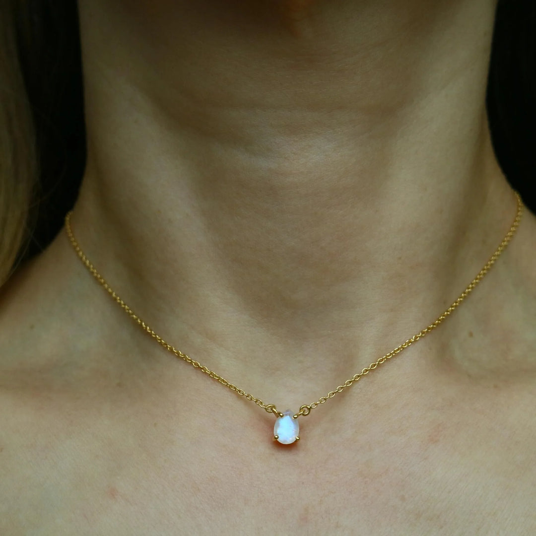 Pear Cut Moonstone Gold Vermeil sterling silver Choker Necklace