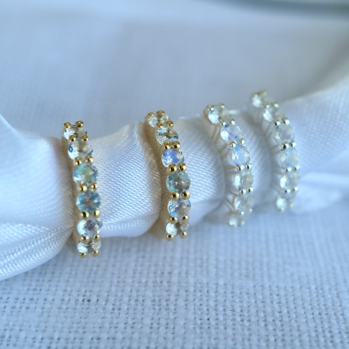 moonstone dainty tiny silver huggie hoop earrings