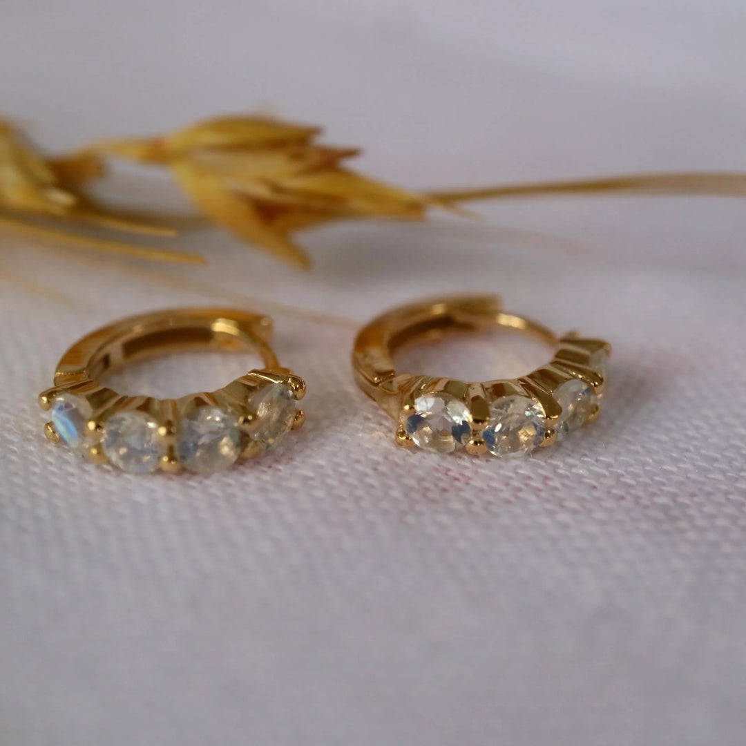 Moonstone Gold Hoop Earrings