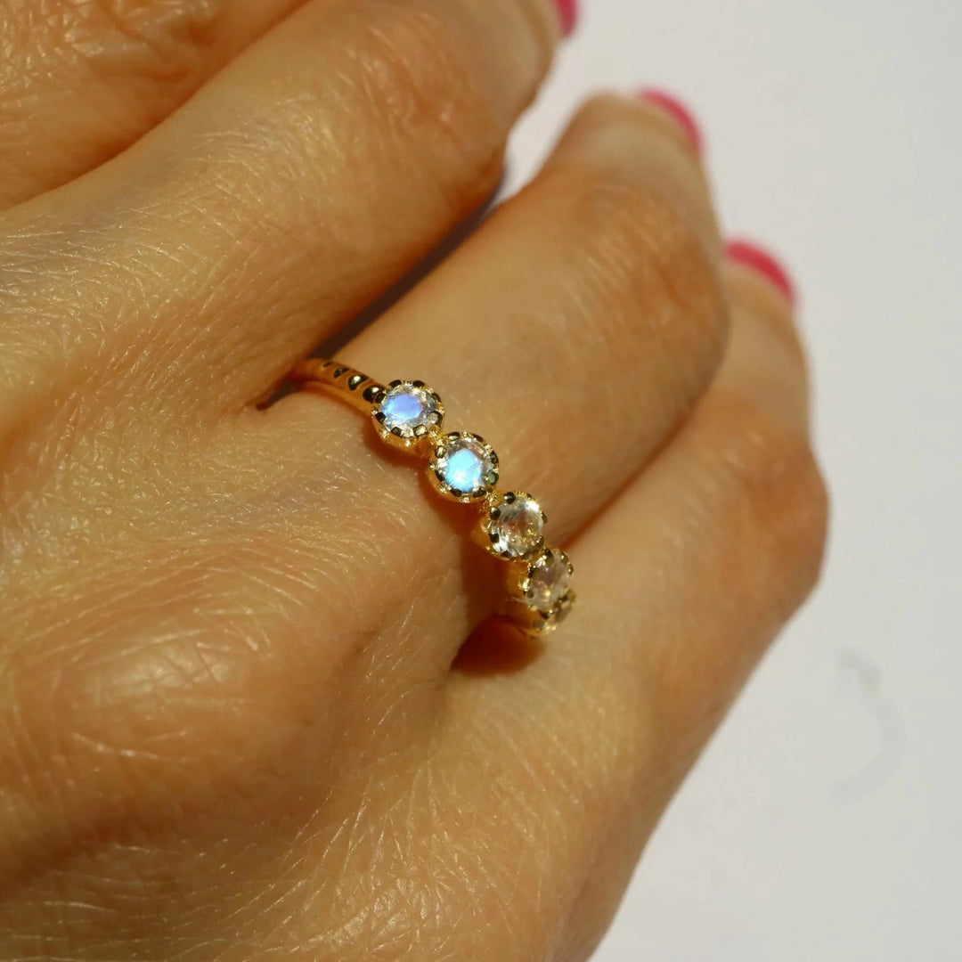Moonstone Stackable Gold silver Dainty Ring