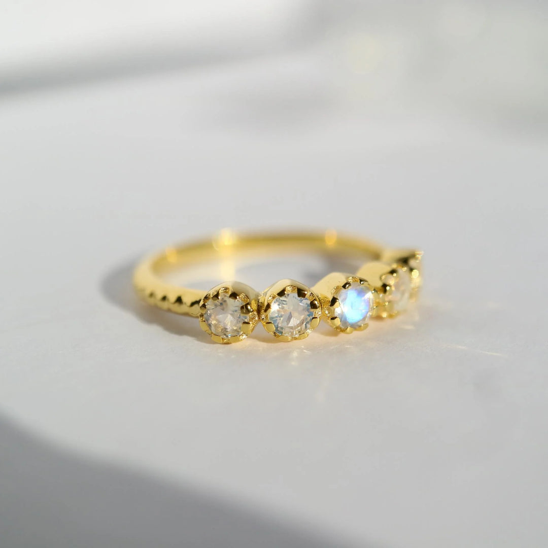 Moonstone Stackable Gold silver Dainty  Ring 