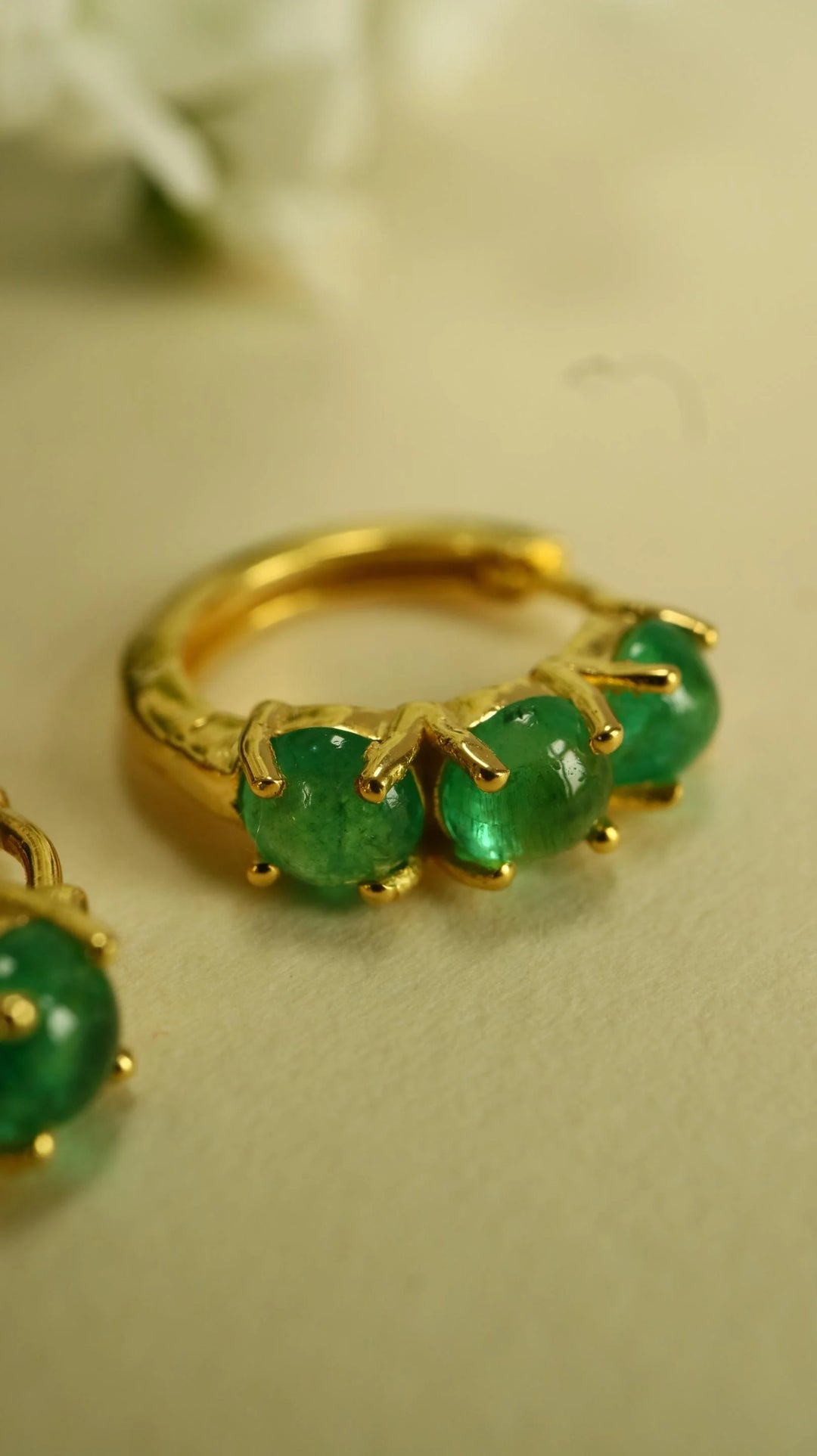 zambian emerald silver gold vermeil huggie hoop earrings 