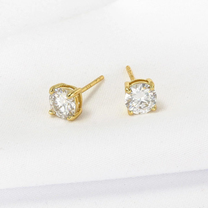 5 mm Moissanite Gold Stud Earrings