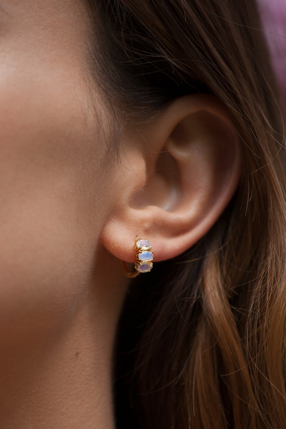 ethiopian opal sterling silver huggie hoop earrings dainty gemstone 