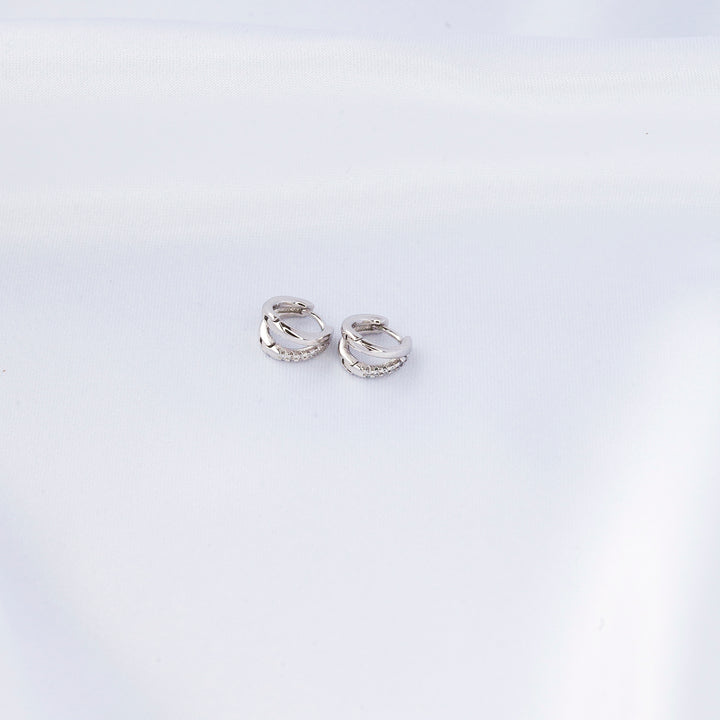 Dainty Double Silver  Huggie Hoop  Earrings