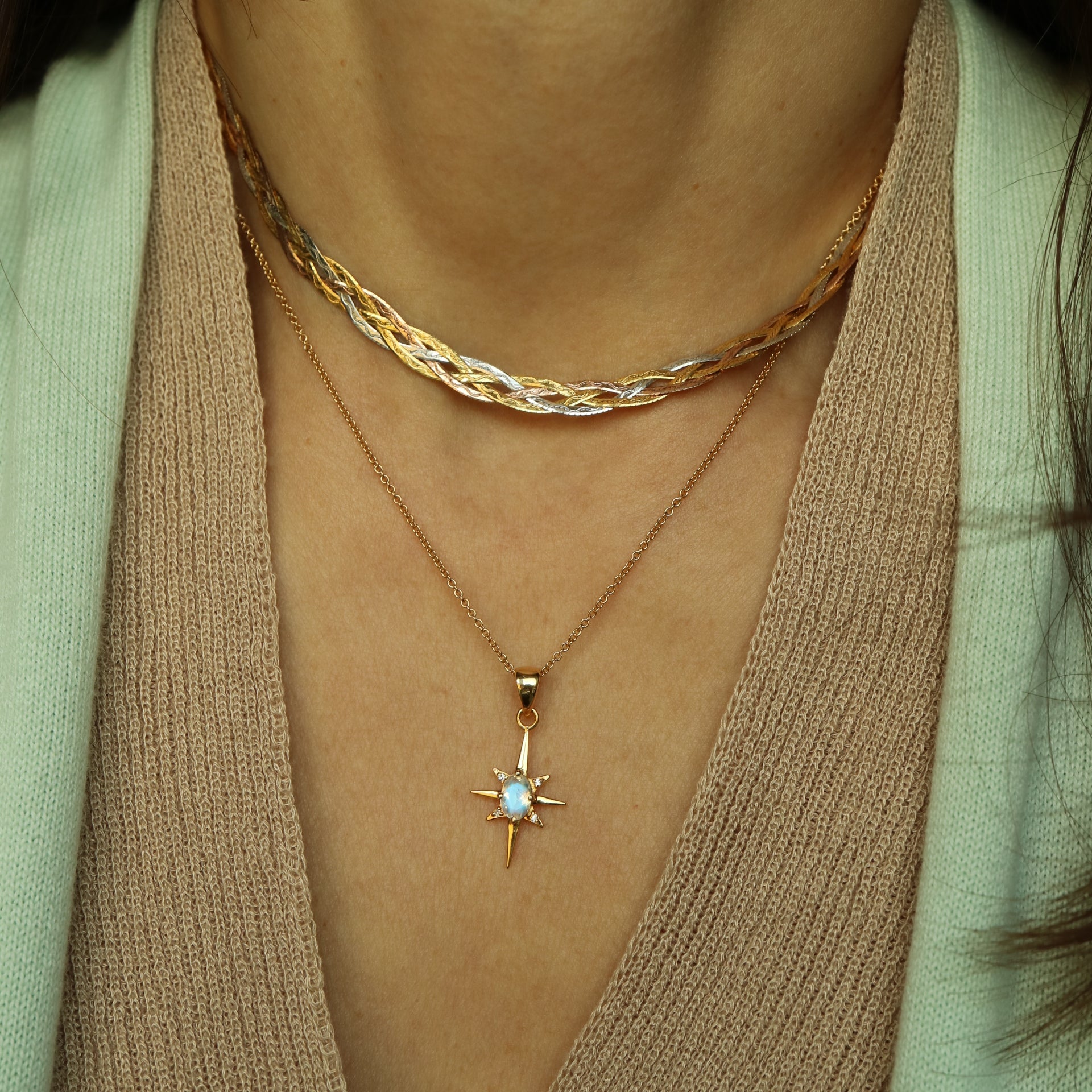 Rainbow Moonstone The North Polar Star Pendant Necklace