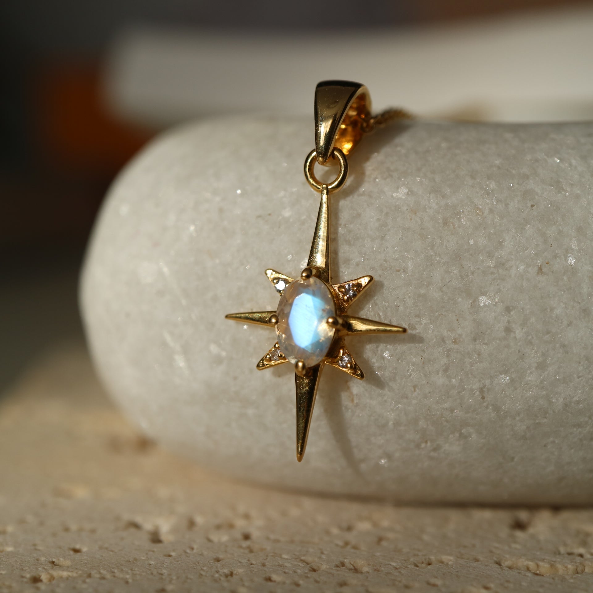 Rainbow Moonstone The North Polar Star Pendant Necklace
