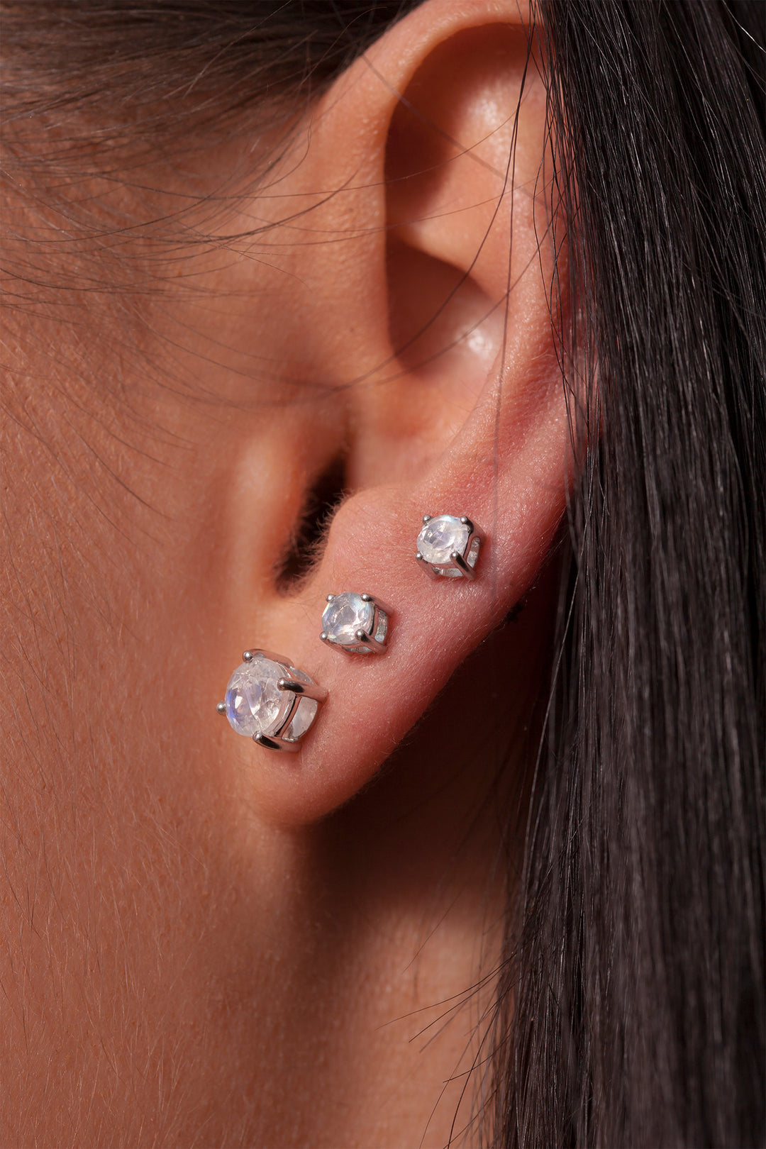 4 mm Moonstone Gold Stud Earrings