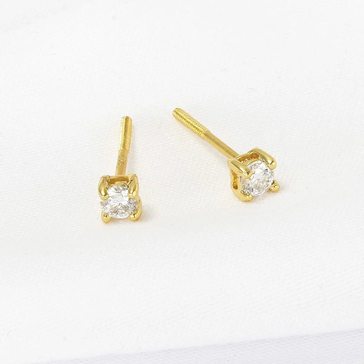 3 mm moissanite gold plated sterling silver stud earrings 