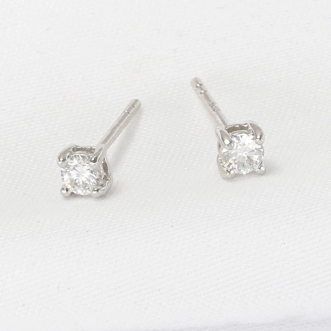 4 mm Moissanite Silver Stud Earrings