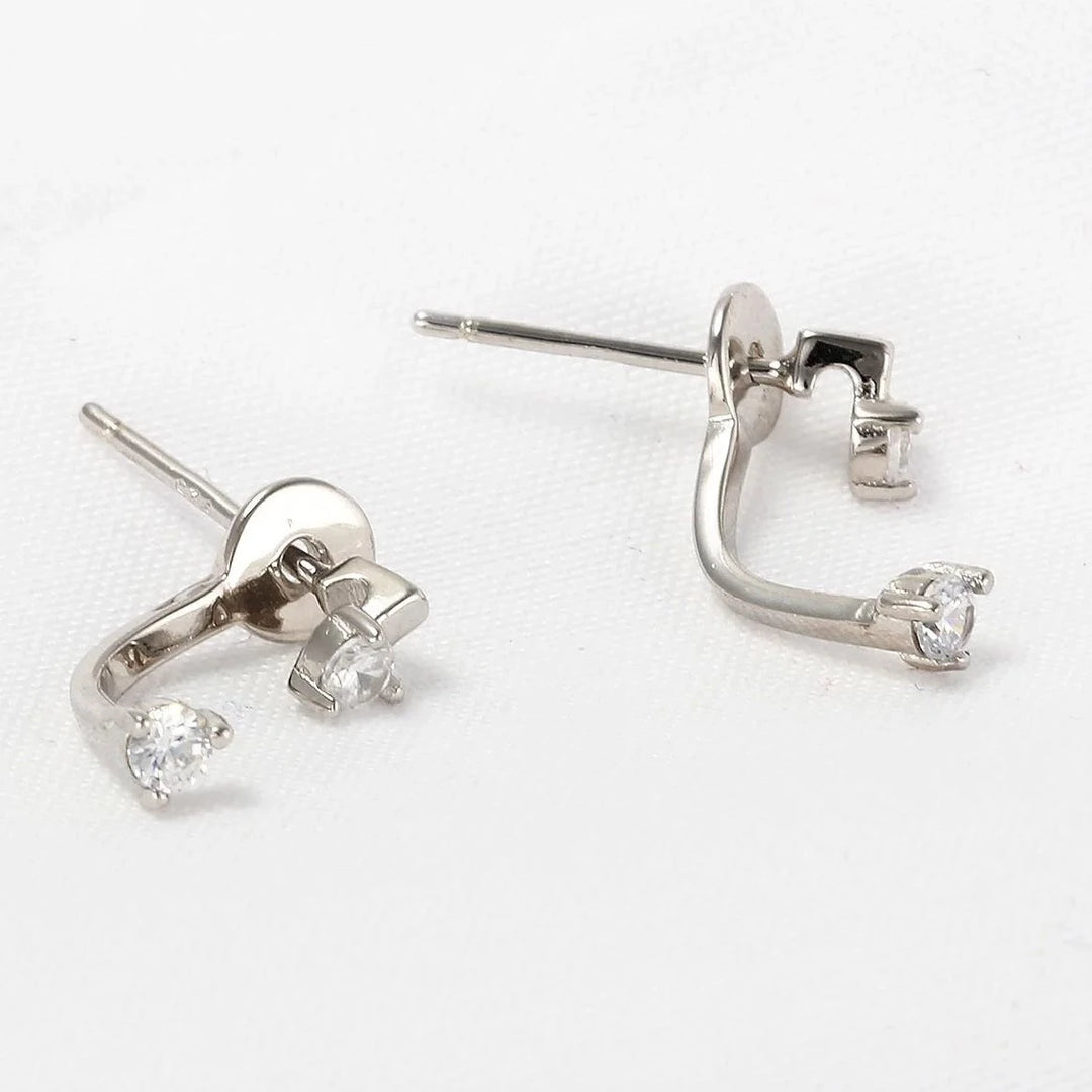 Dainty  Ear jacket Silver Stud Earrings