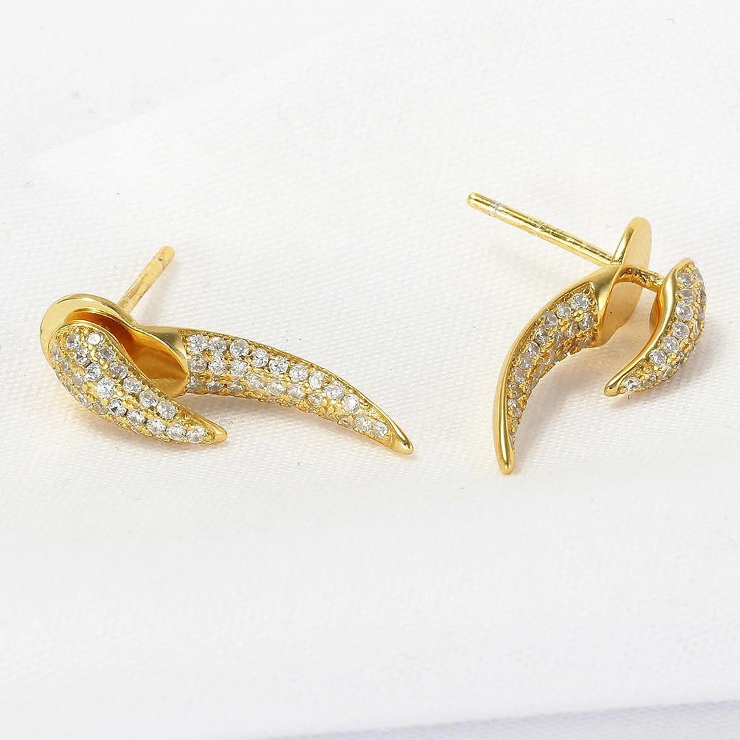 Front Back Gold Spike Claw Earrings