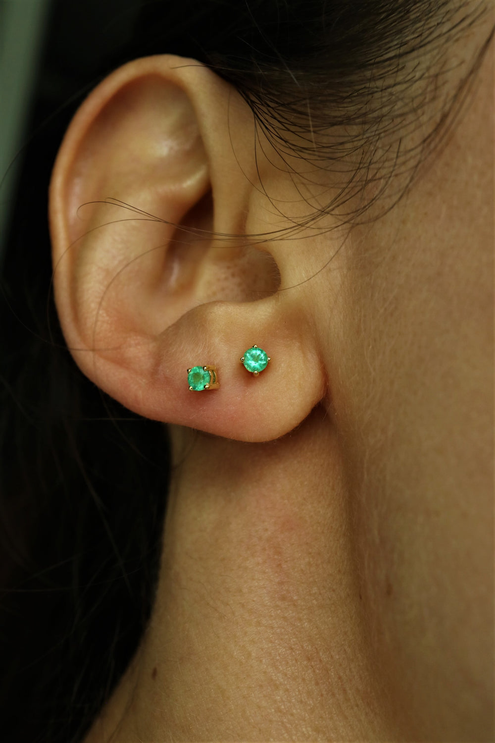 3 mm Zambian Emerald Gold Earrings