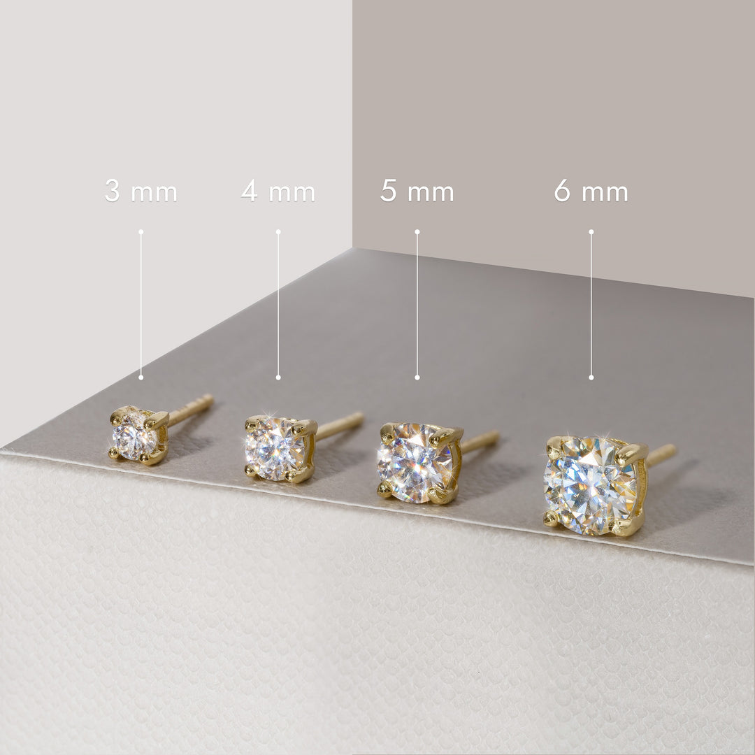 6 mm Moissanite Gold Stud Earrings