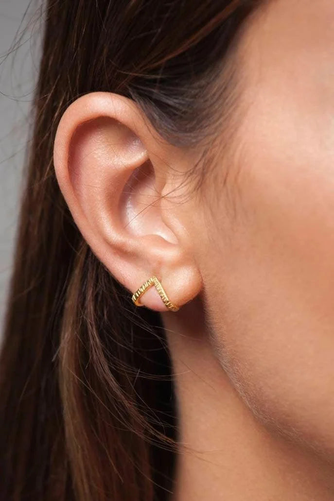 Triangle Geometric Gold Stud Earrings for women unusual unique 