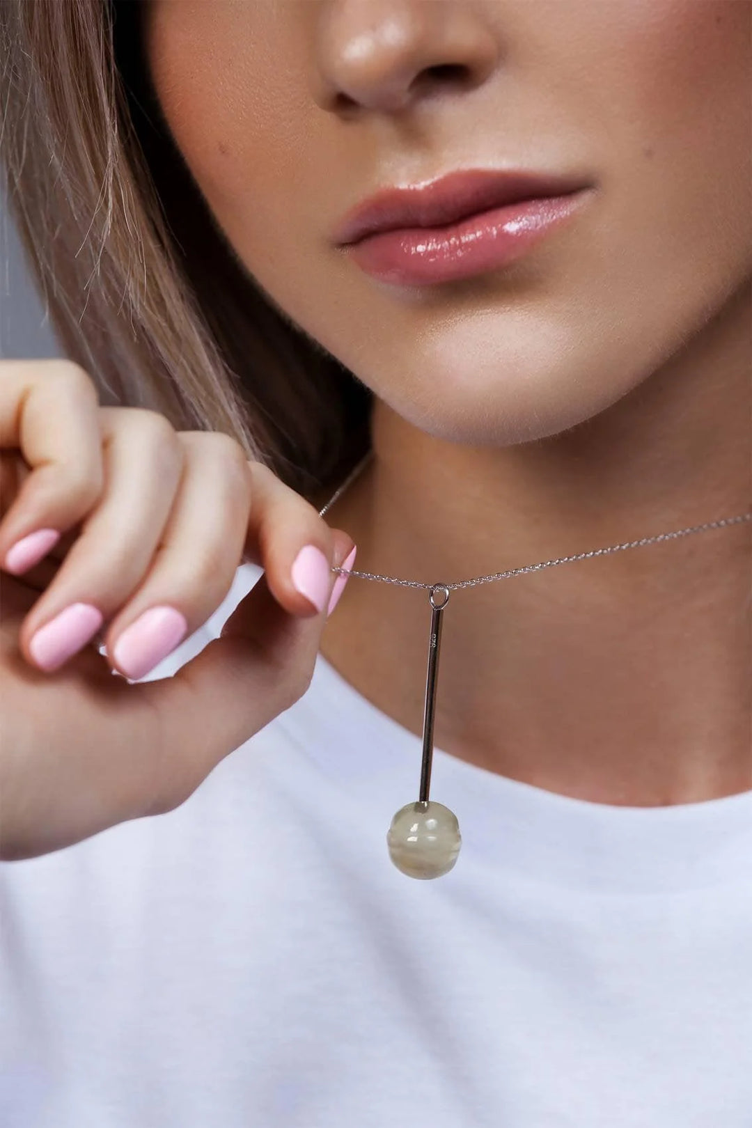 Natural Citrine Lollipop Silver Necklace