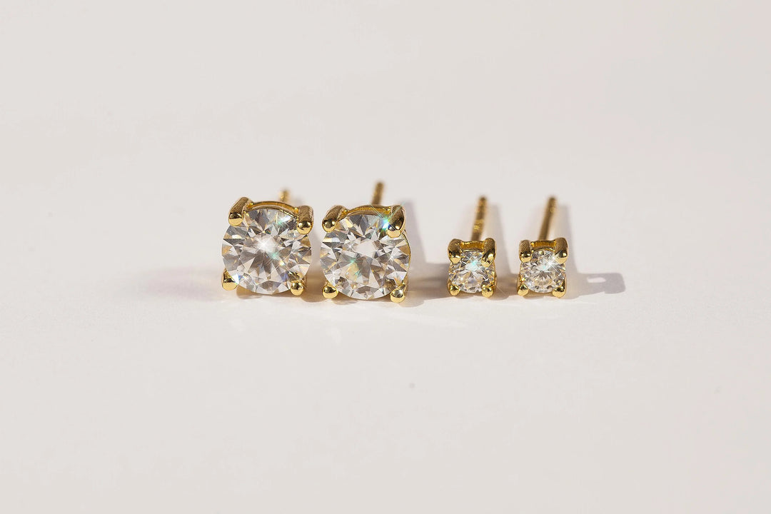 3 mm moissanite gold plated sterling silver stud earrings 